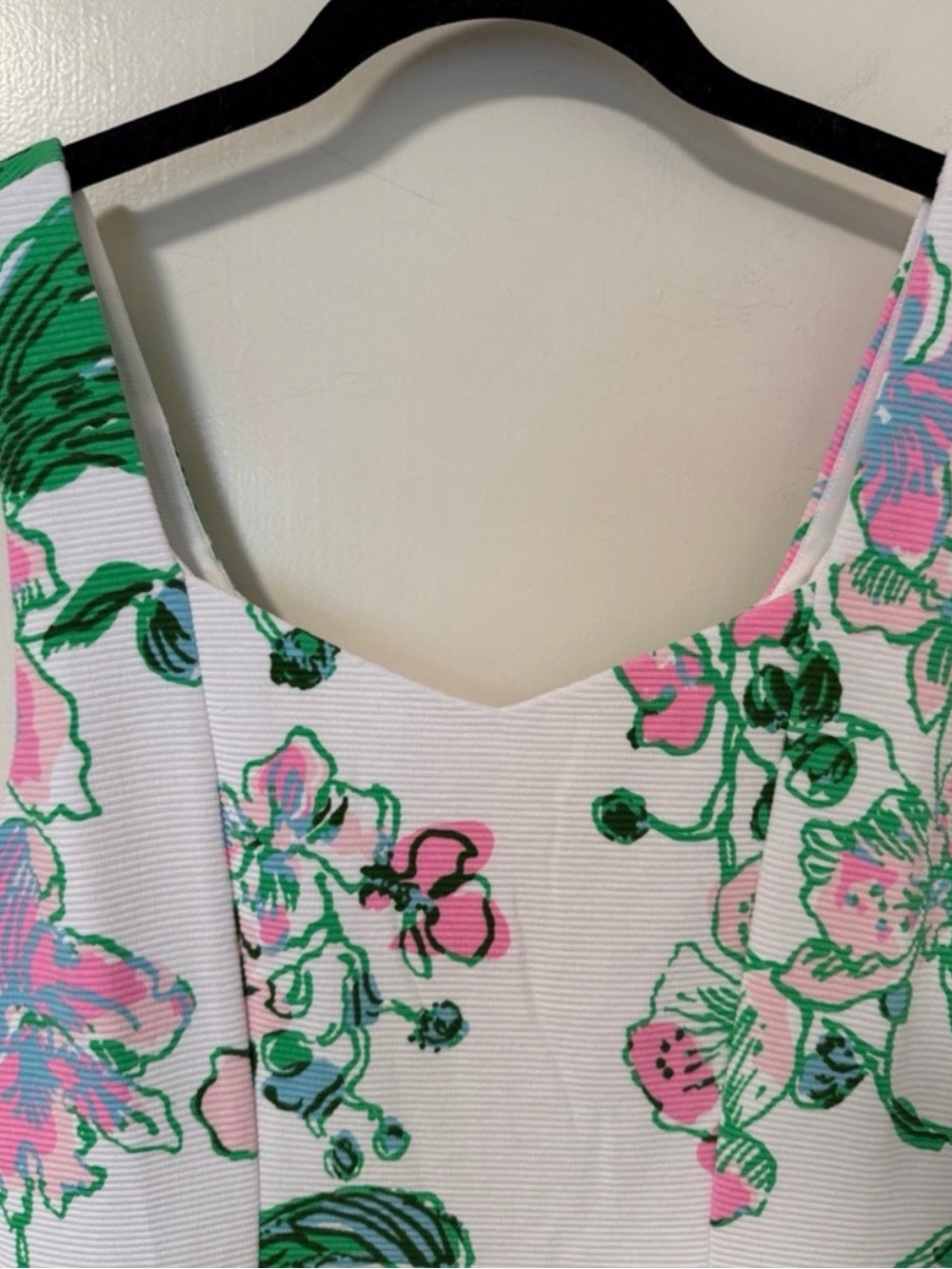 🌸Lilly Pulitzer Del Ray White Midi Sheath Dress with Pink & Green Floral Print - Picture 5 of 9